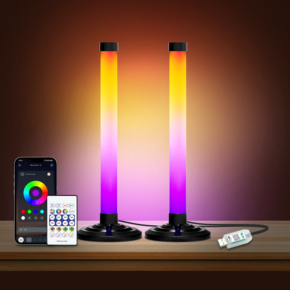 Pc Gaming Kit - 2 4-Licht-RGB-Kit, intelligente LED-Stehlampe, App-Fernbedienung, RGBIC-Musiksynchronisierungs-Timer